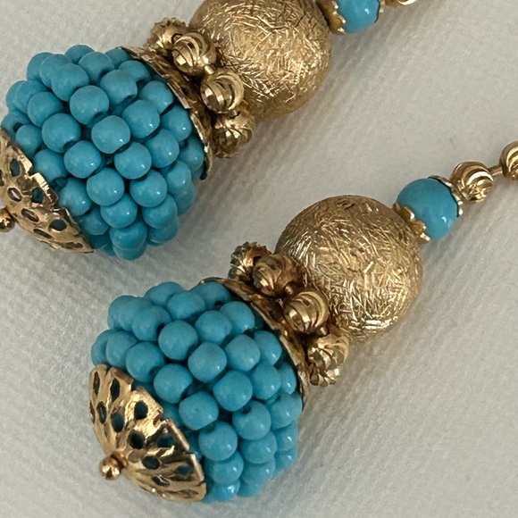 14K Turquoise Beaded Earrings - Picture 6 of 9